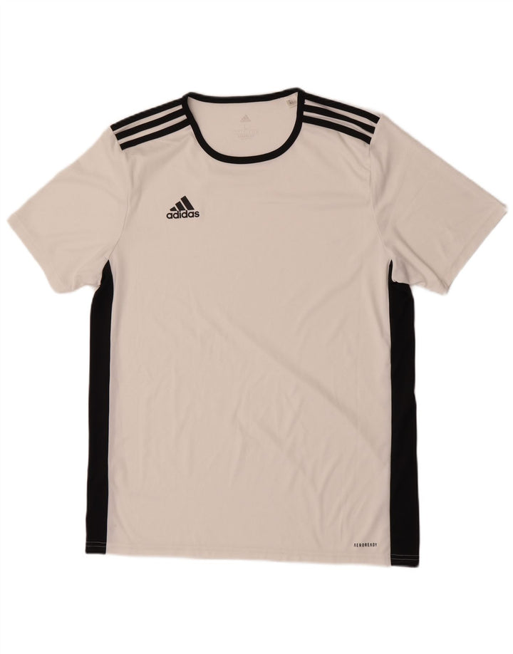 Adidas Mens Aeroready Camiseta Top Grande Branco Colorblock Poliéster