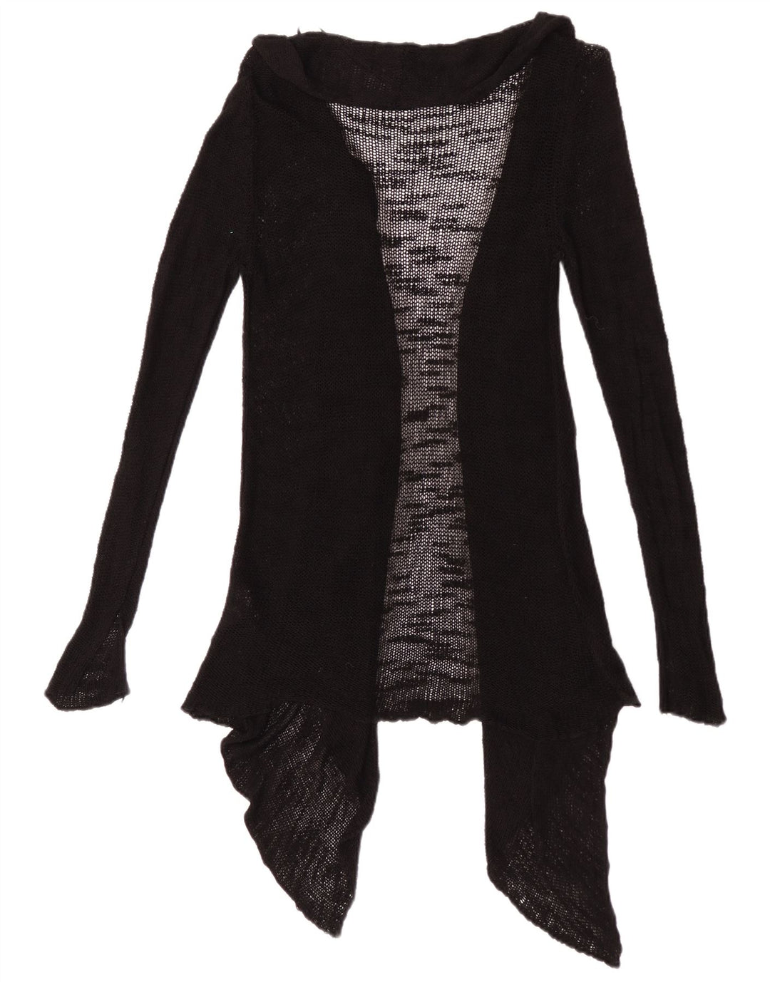 Suéter cardigã feminino Zara transparente aberto Reino Unido 12 viscose preta média