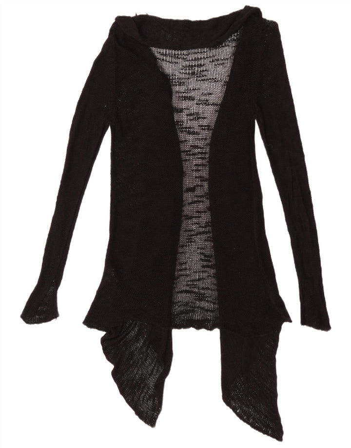 Suéter cardigã feminino Zara transparente aberto Reino Unido 12 viscose preta média
