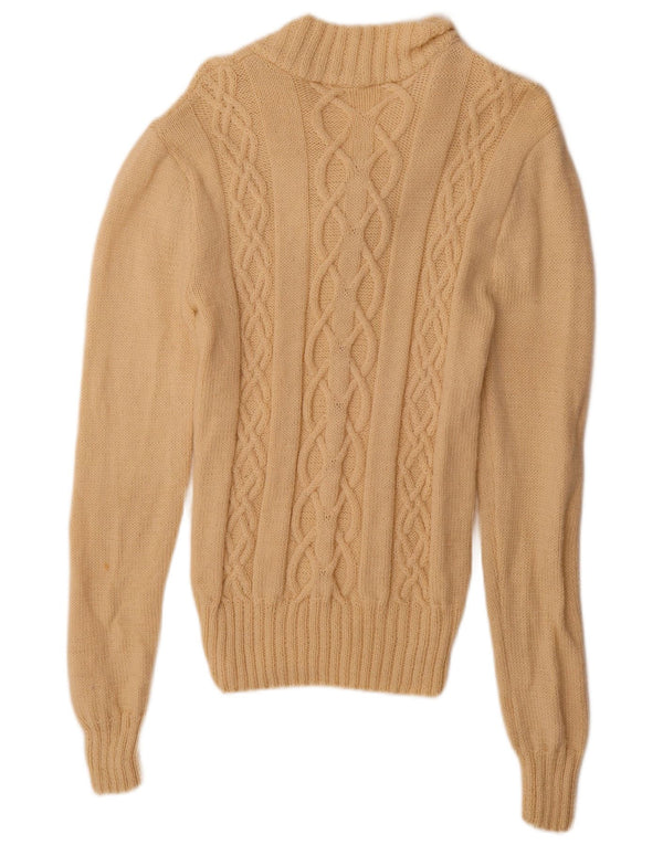 Suéter masculino vintage com decote em V médio bege