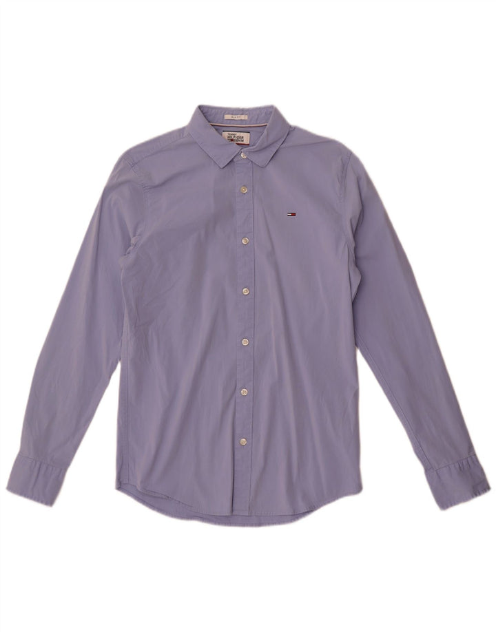 Tommy Hilfiger Mens Slim Fit Camisa Médio Algodão Azul