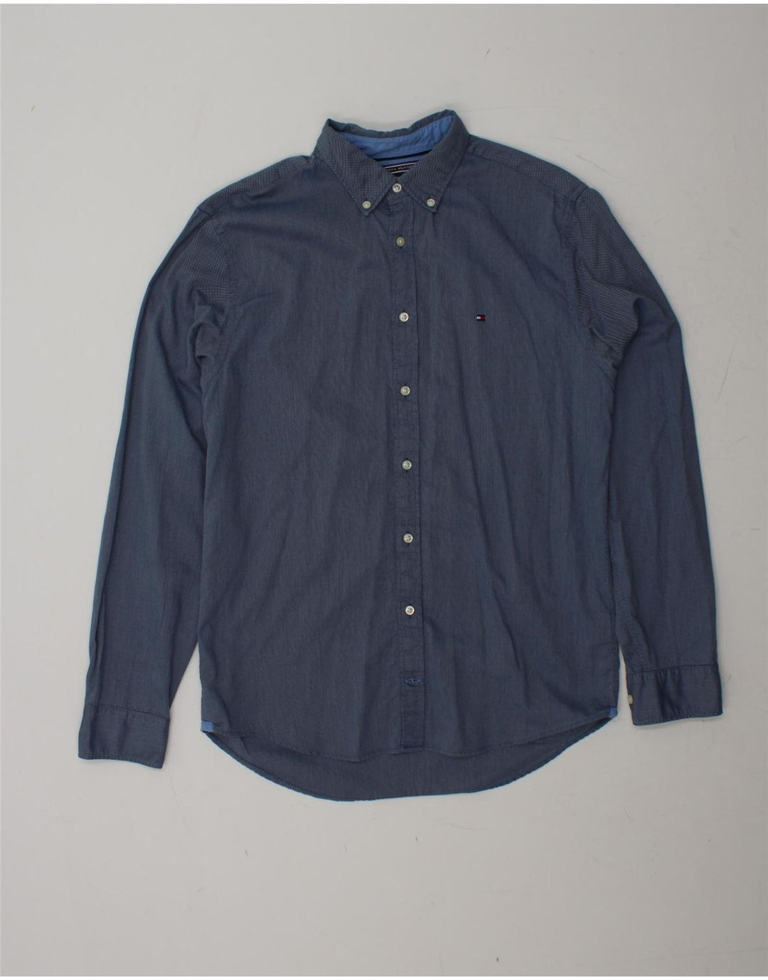 Camisa masculina TOMMY HILFIGER médio azul manchado