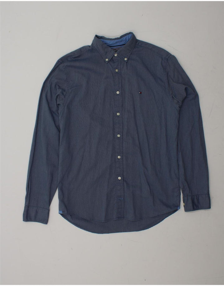 Camisa masculina TOMMY HILFIGER médio azul manchado