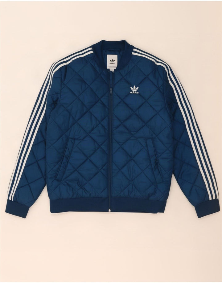 Jaqueta acolchoada masculina Adidas UK 38 poliéster azul médio