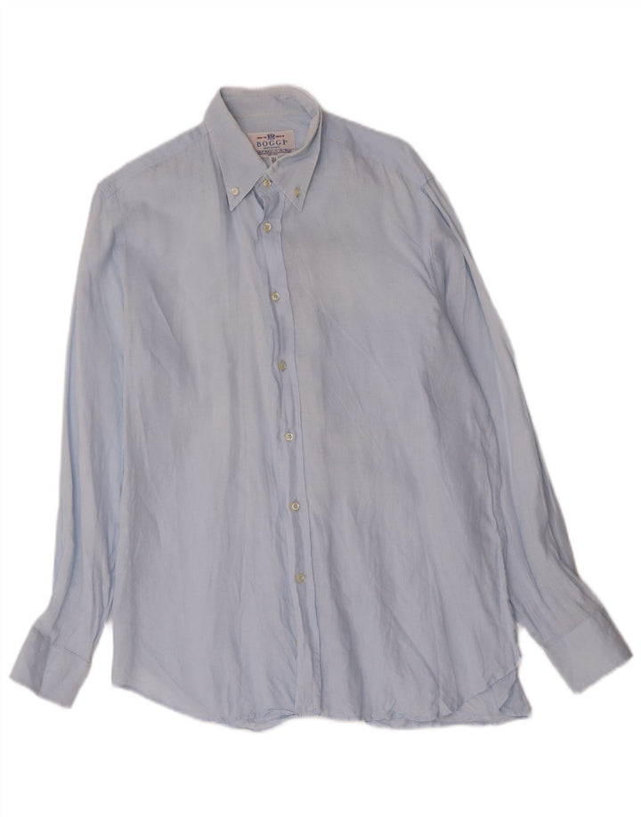 Camisa masculina Boggi tamanho 39 15 1/2 azul médio
