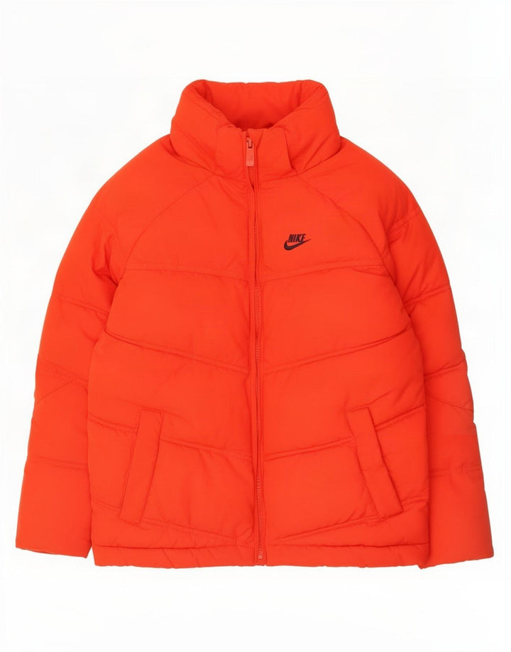 Jaqueta acolchoada com capuz Nike Boys 8-9 anos pequena poliéster vermelho
