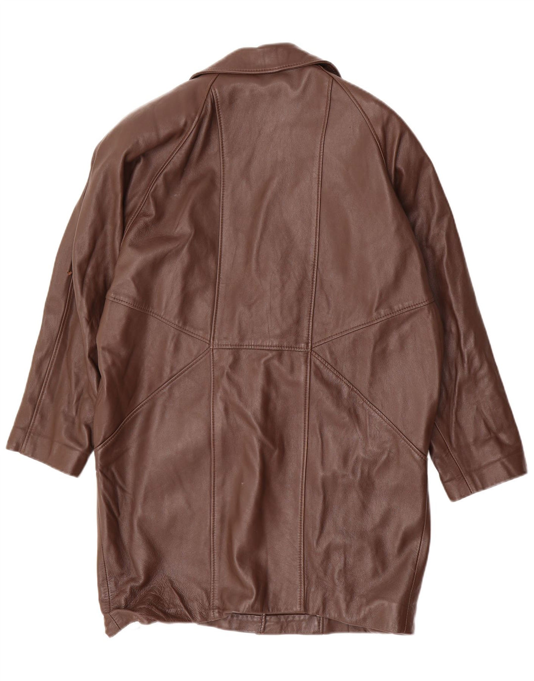 Casaco de couro superdimensionado feminino vintage UE 36 couro marrom pequeno