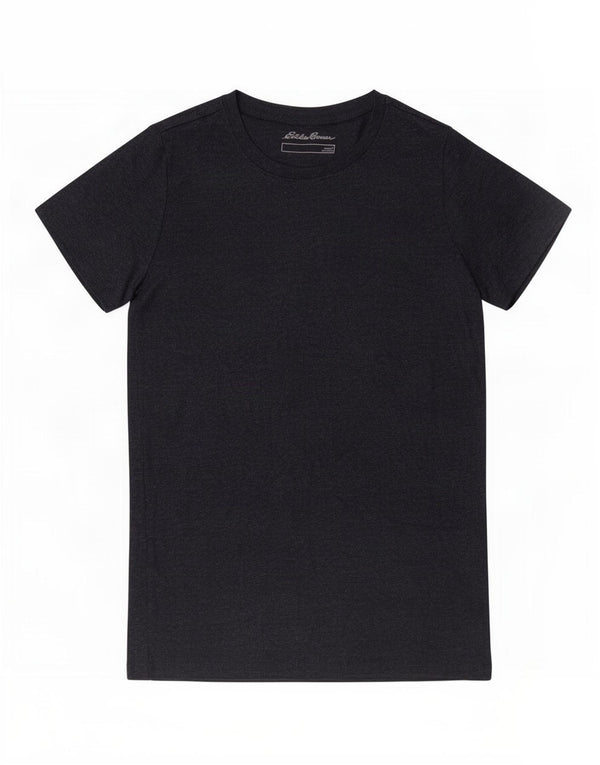 Camiseta feminina Eddie Bauer UK 14 grande algodão manchado azul marinho