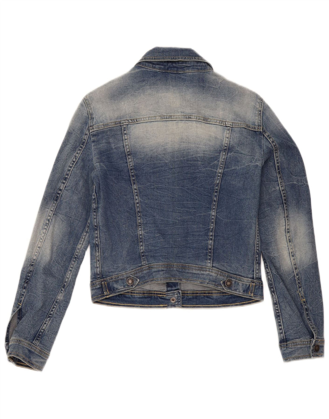 Jaqueta jeans feminina Benetton UK 10 algodão azul pequeno