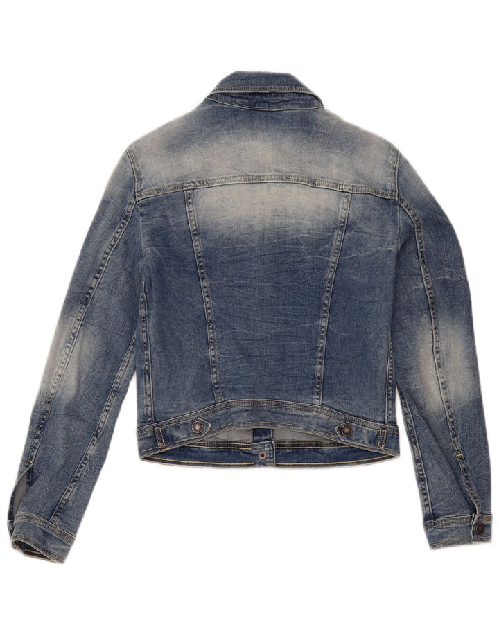 Jaqueta jeans feminina Benetton UK 10 algodão azul pequeno