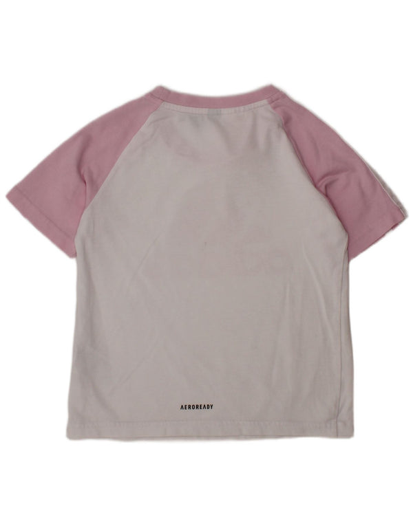 Camiseta Adidas Aeroready Graphic para meninas de 6 a 7 anos branca