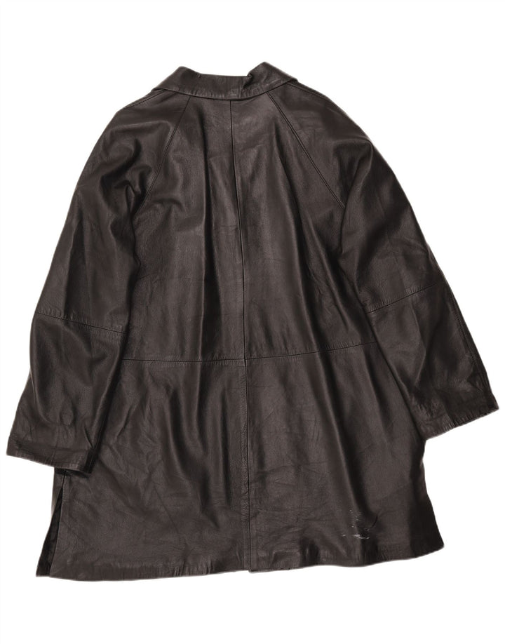 Casaco de couro superdimensionado feminino vintage IT 46 couro preto grande