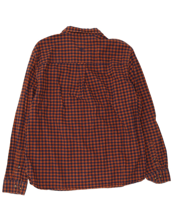 Camisa masculina de flanela de ajuste regular Fat Face XL laranja algodão guingão
