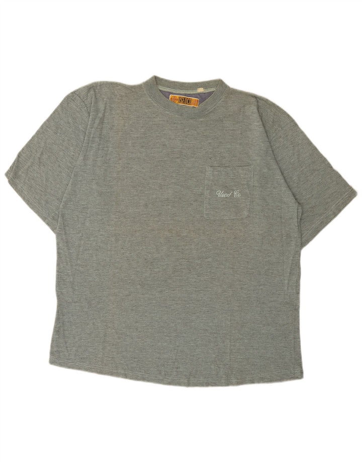 Camiseta masculina vintage grande cinza manchada