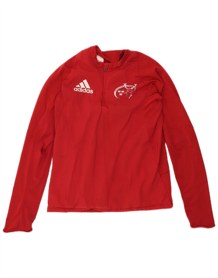 ADIDAS Boys Graphic Zip Neck Pullover Treino Top 13-14 Anos Vermelho