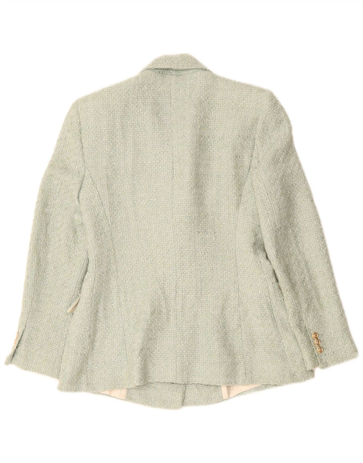 Jaqueta blazer feminina ZARA com peito duplo Reino Unido 12 acrílico verde médio