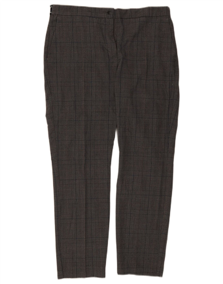 Calça Chino Slim Feminina Zara XL W32 L27 Poliéster Xadrez Cinza