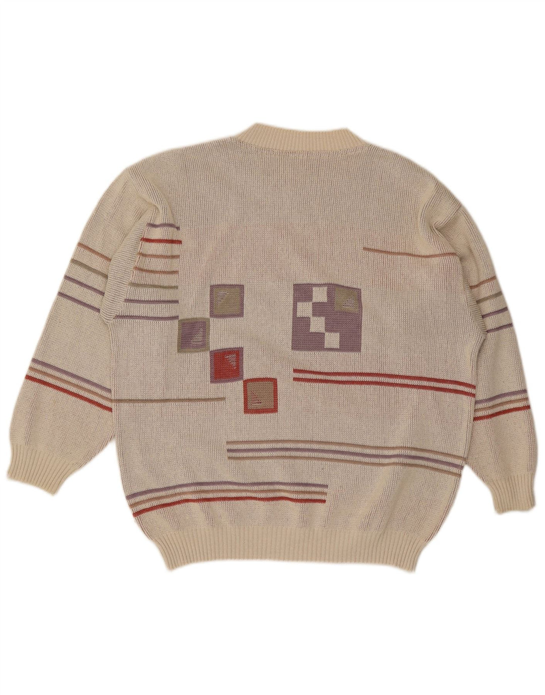 Suéter vintage masculino com gola redonda IT 48/50 cinza médio geométrico