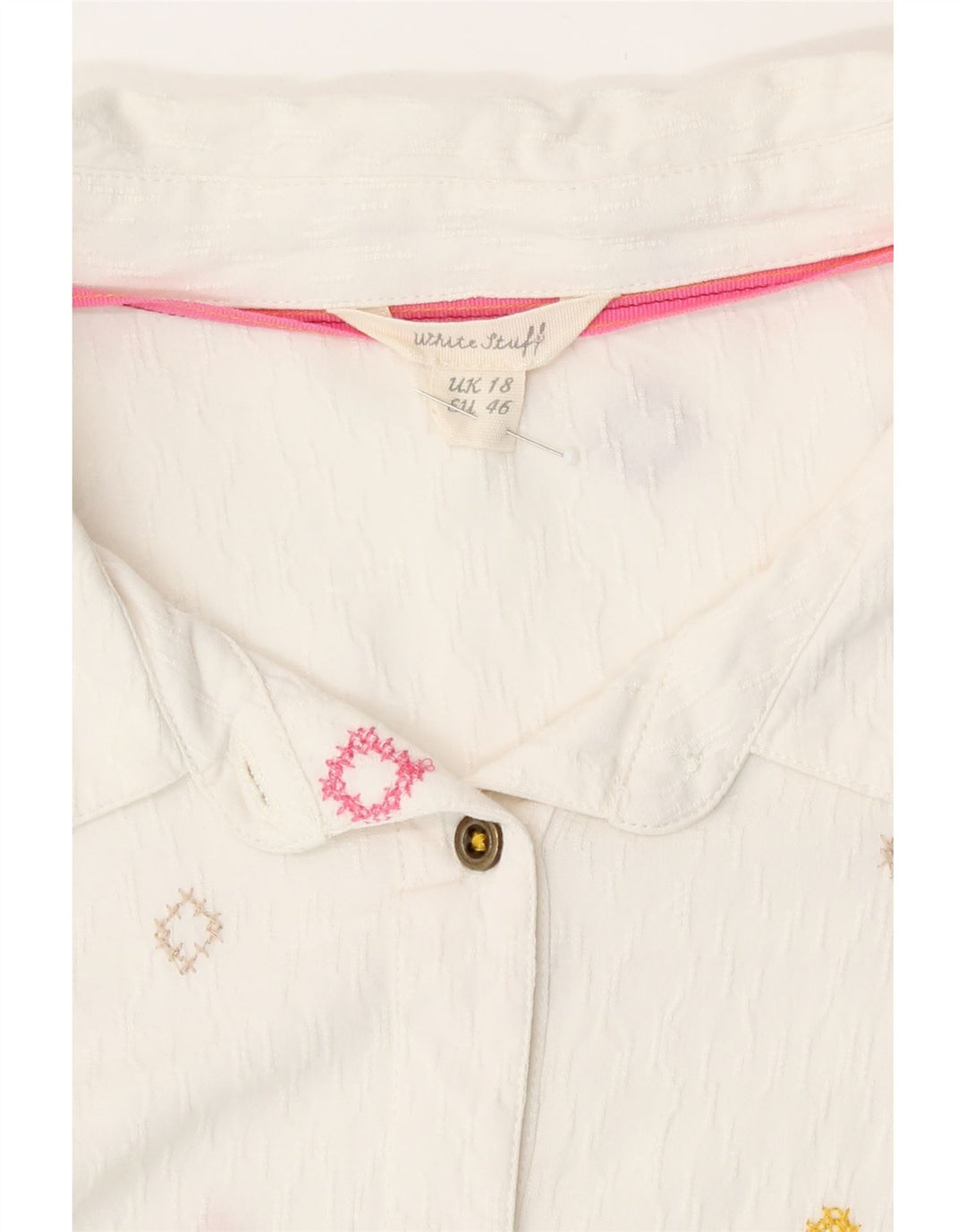 Camisa feminina White Stuff UK 18 XL branca viscose geométrica