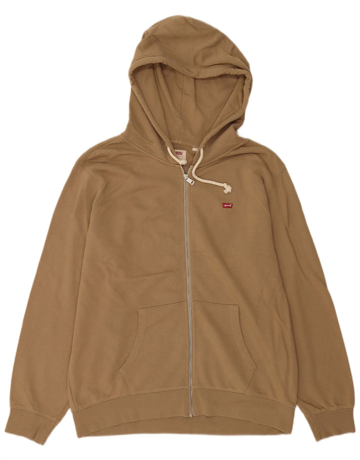 Suéter masculino com capuz e zíper padrão Levi's grande algodão marrom