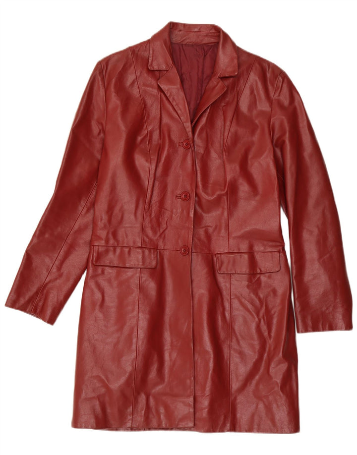 Casaco de couro feminino vintage IT 48 XL marrom