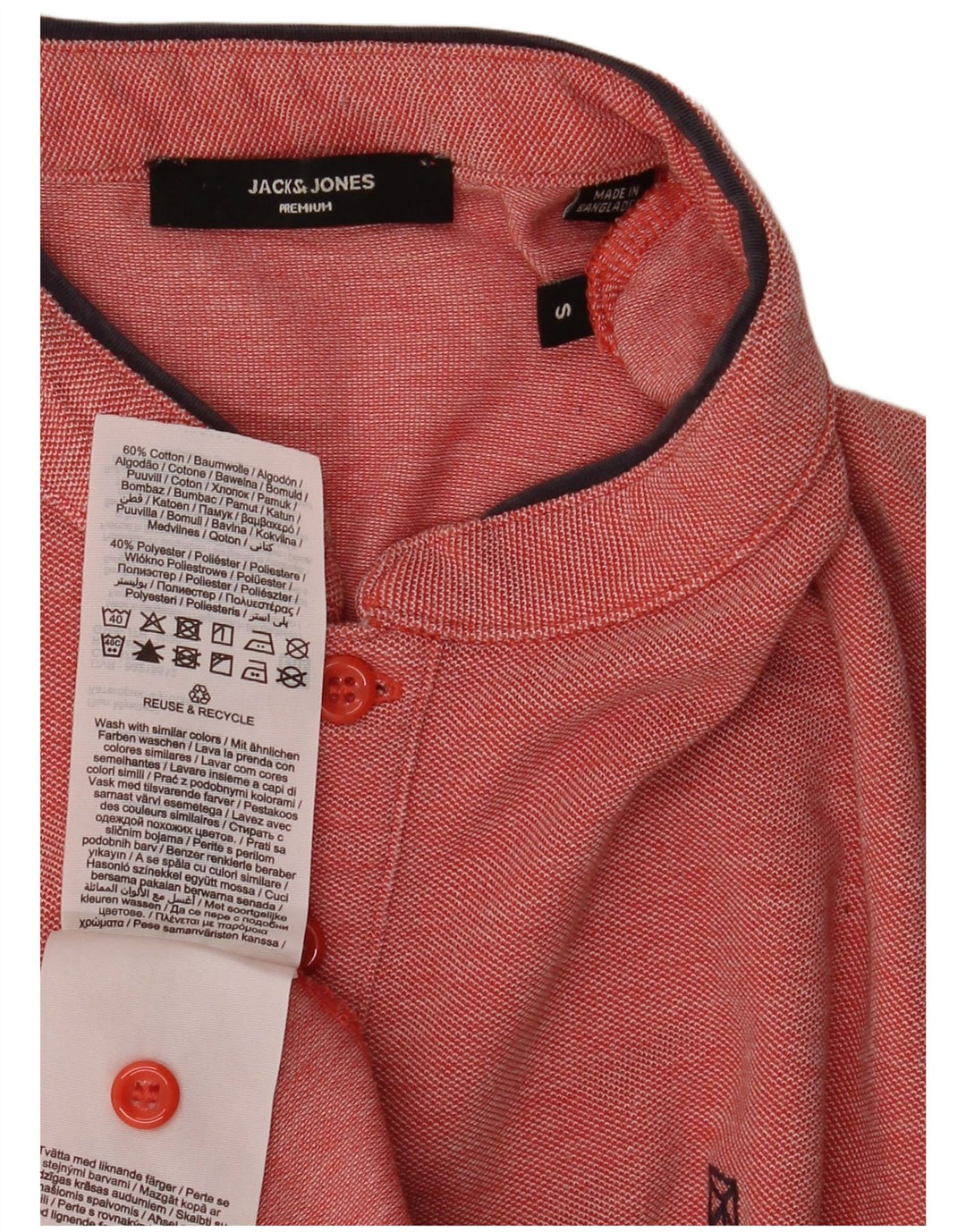 Camisa polo masculina Jack & Jones pequena de algodão vermelho