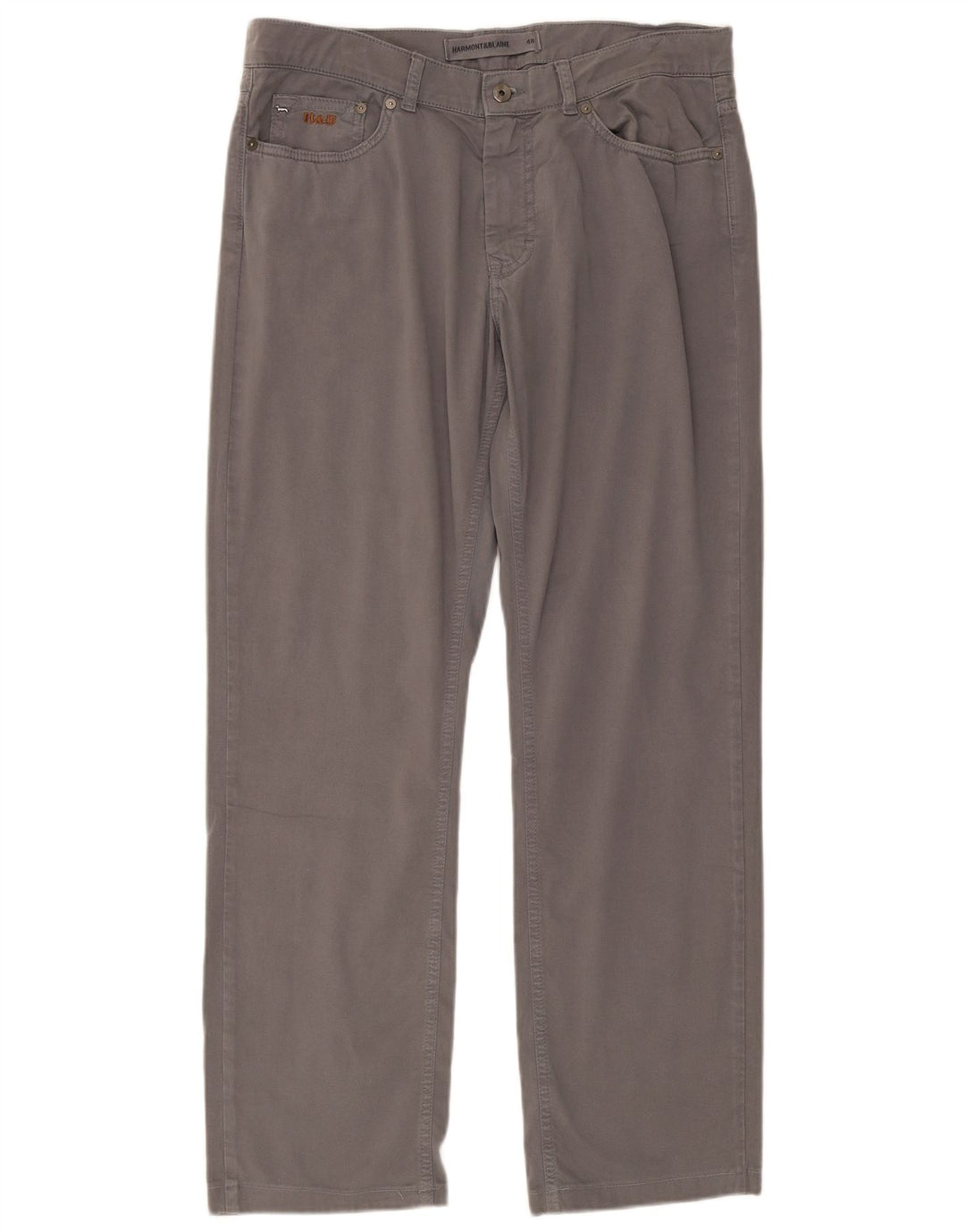Calça masculina reta casual Harmont & Blaine IT 48 algodão cinza médio