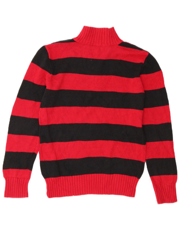 Suéter Chaps Boys com gola e zíper 14-15 anos grande algodão listrado vermelho