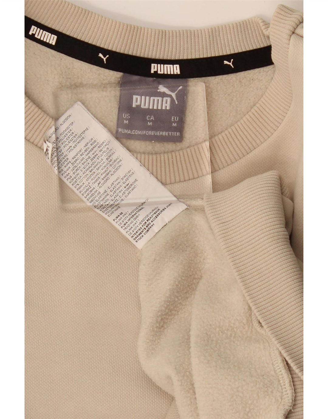 PUMA Mens Moletom Jumper Médio Algodão Bege