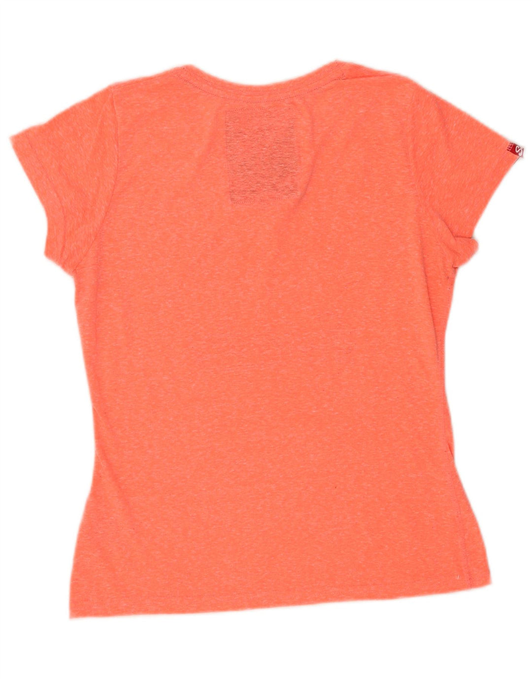 Camiseta feminina Superdry com estampa gráfica UK 14 grande poliéster manchado laranja