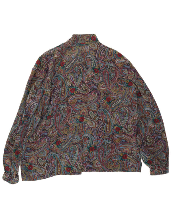 Blusa feminina vintage com gravata frontal IT 48 XL seda paisley multicolorida