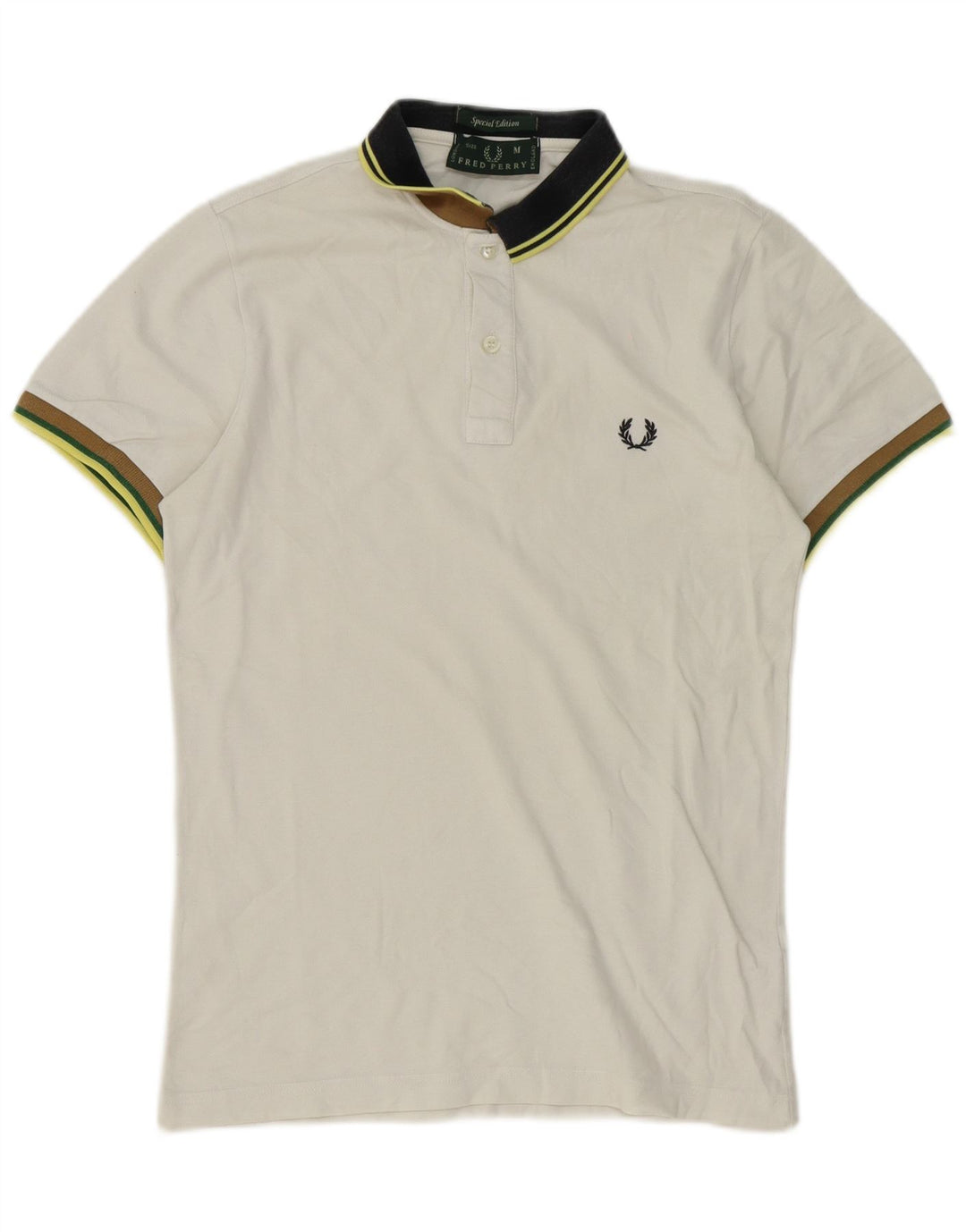 Camisa polo masculina Fred Perry de algodão branco médio
