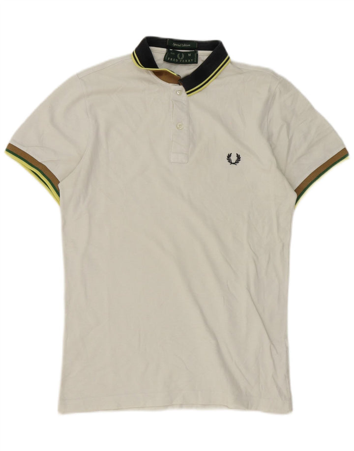 Camisa polo masculina Fred Perry de algodão branco médio