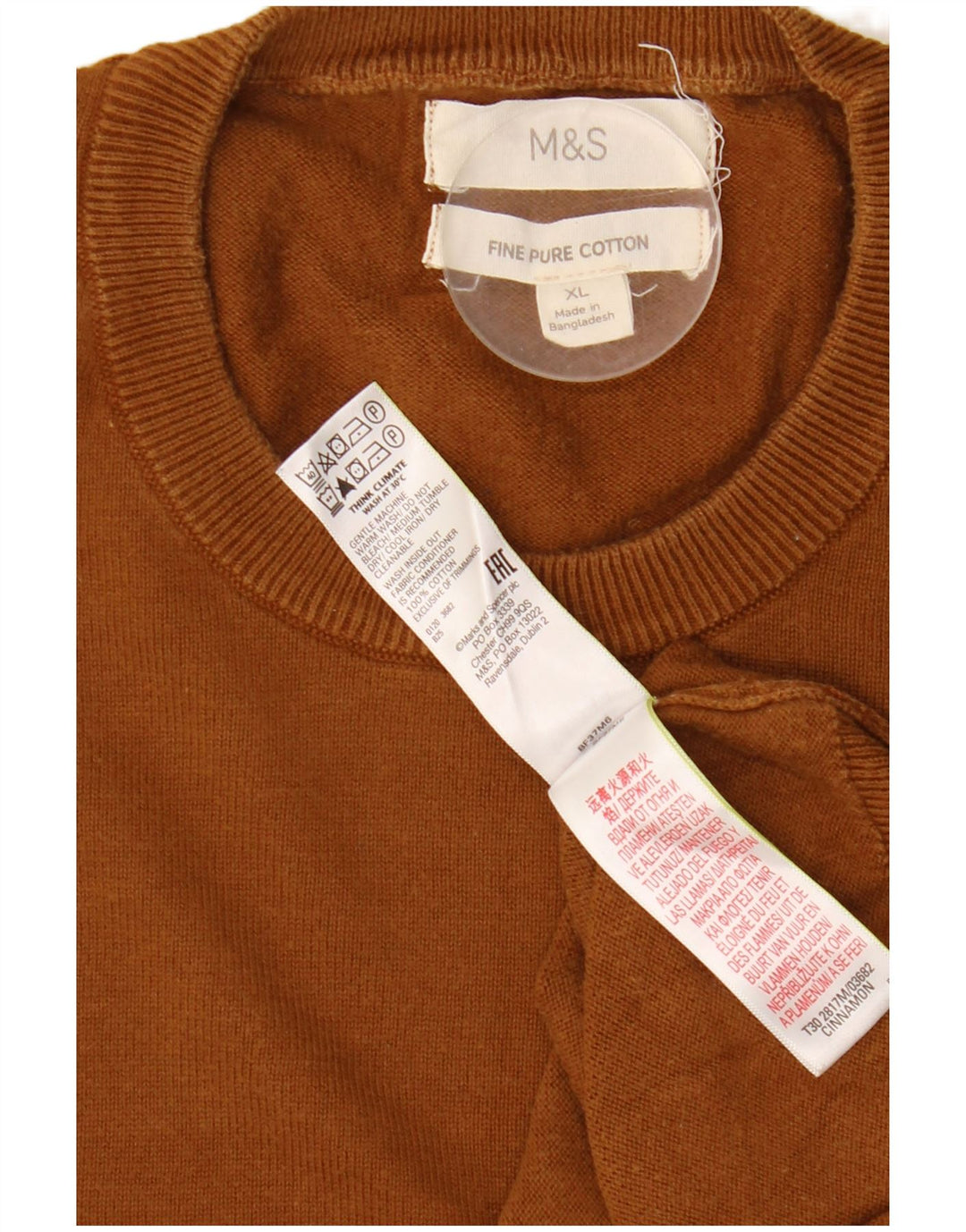 Suéter masculino Marks & Spencer com gola redonda XL algodão marrom