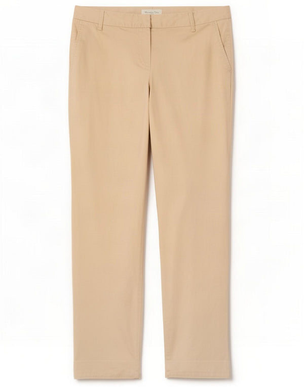 Massimo Dutti Womens Slim Suit Calças UE 42 Grande W32 L31 Algodão Bege