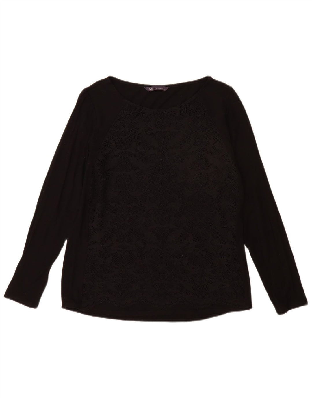 Top feminino Marks & Spencer de manga comprida UK 12 viscose preta média