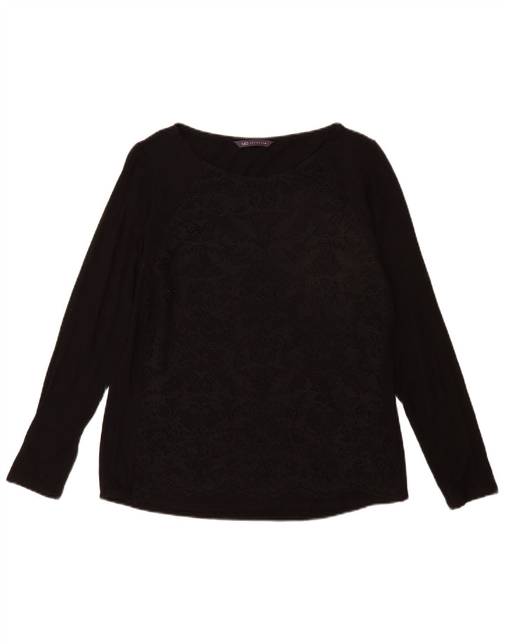 Top feminino Marks & Spencer de manga comprida UK 12 viscose preta média