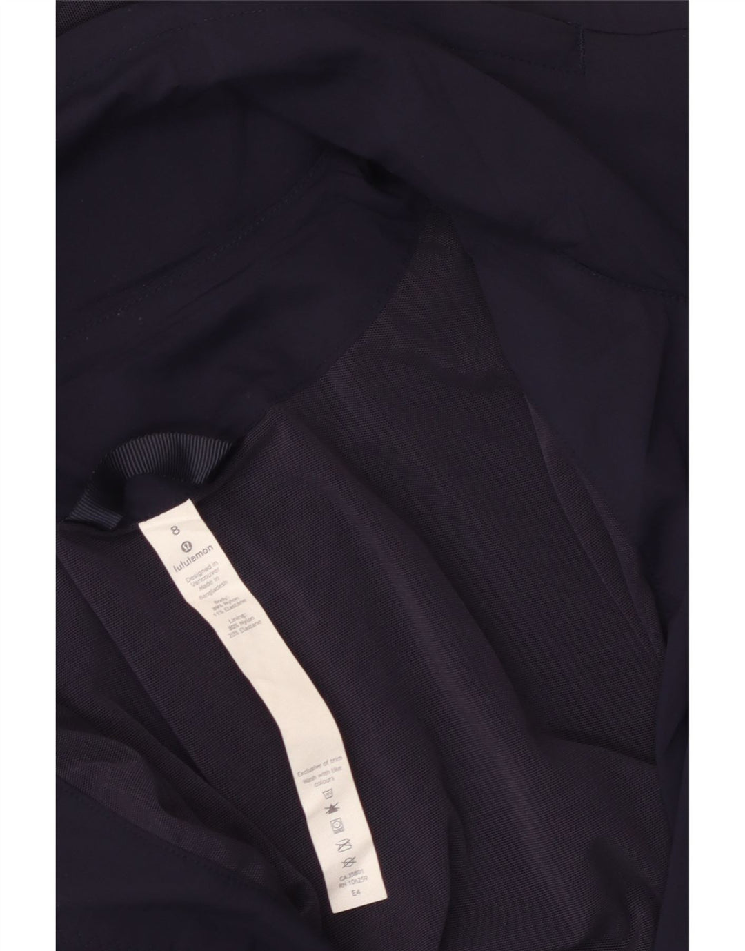 Jaqueta corta-vento feminina Lululemon com capuz US 8 médio azul marinho nylon