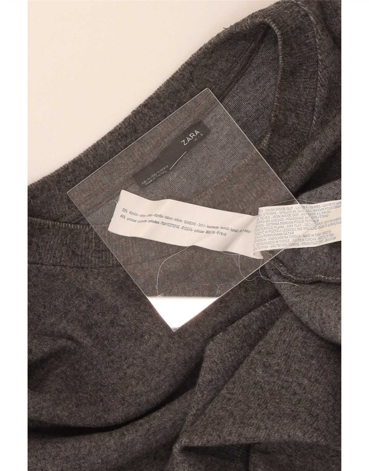 Vestido feminino Zara de manga comprida UK 14 algodão cinza médio