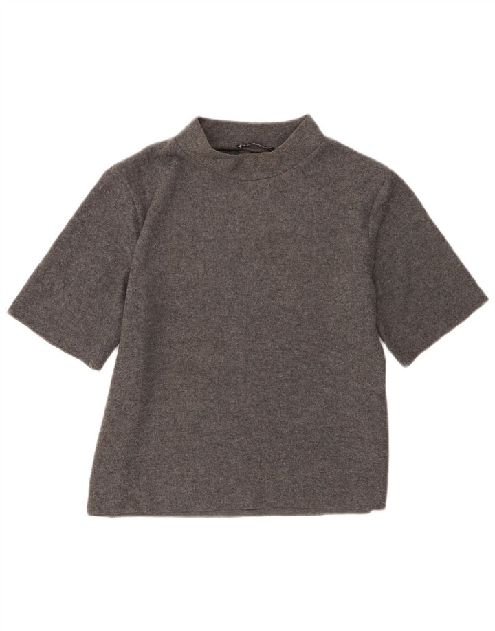Camiseta feminina Zara UK 14 grande poliéster cinza
