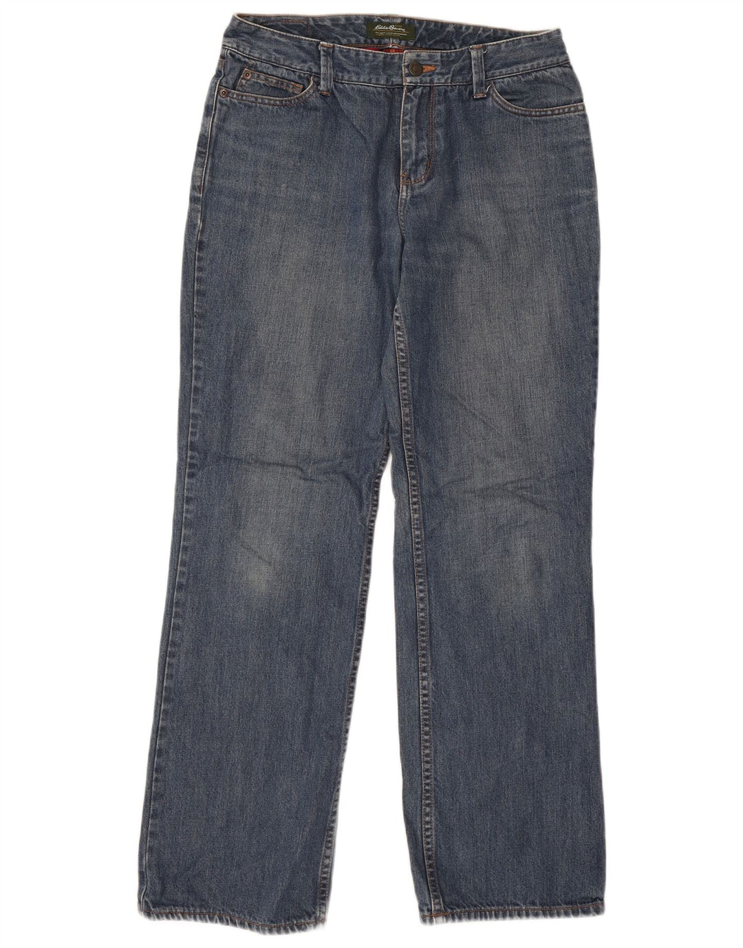 EDDIE BAUER Jeans reto feminino US 6 médio W30 L30 algodão azul