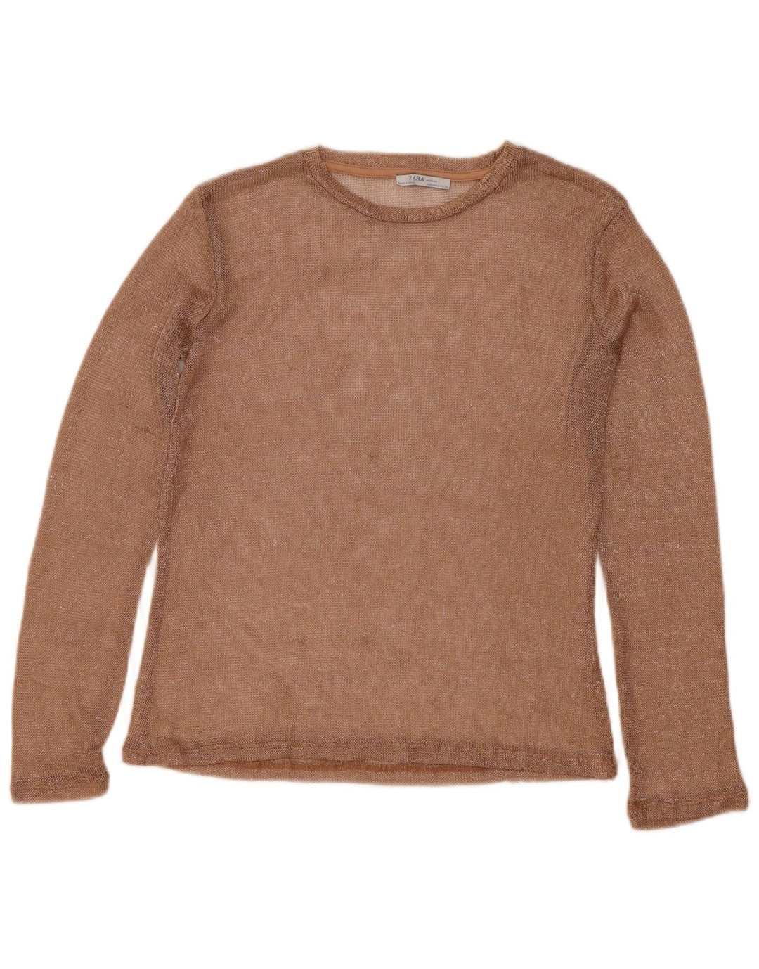Top feminino Zara manga comprida Reino Unido 16 grande dourado