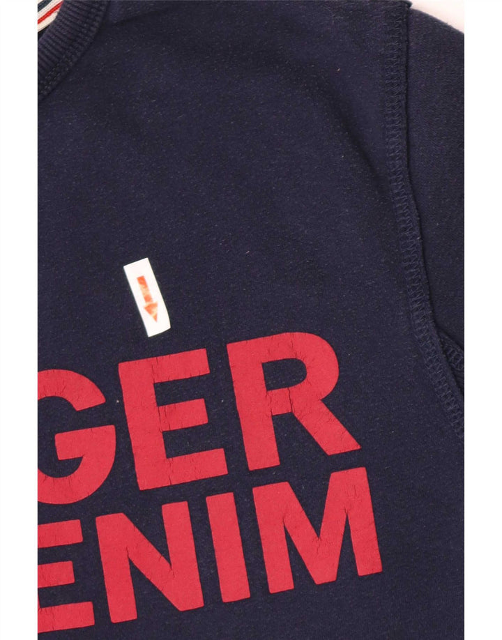 Tommy Hilfiger moletom gráfico masculino jumper médio azul marinho algodão