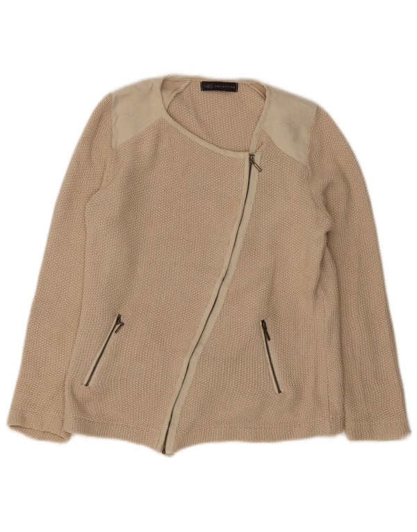 Suéter cardigã feminino Marks & Spencer Reino Unido 10 pequeno algodão bege