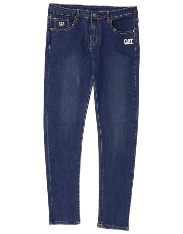 CAT Girls Jeans Skinny Cintura Baixa 15-16 Anos W32 L30 Azul Algodão