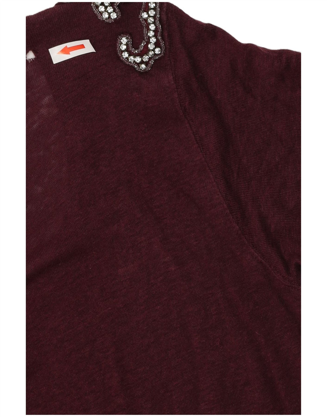 Camiseta feminina Zara Top UK 14 Médio Borgonha