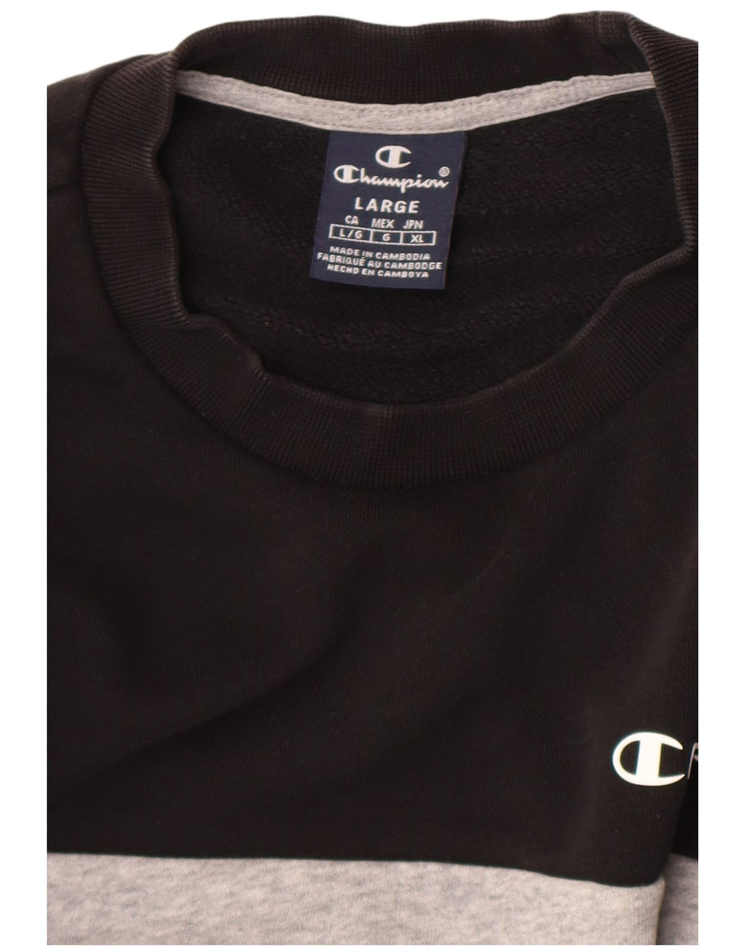 Champion moletom gráfico masculino jumper grande bloco colorido preto