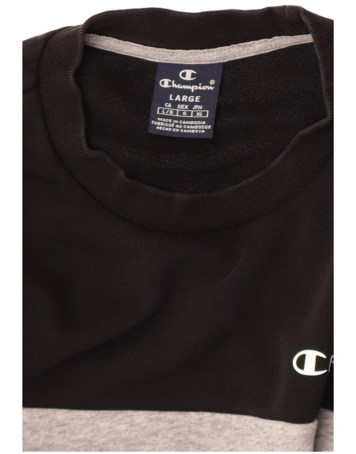 Champion moletom gráfico masculino jumper grande bloco colorido preto
