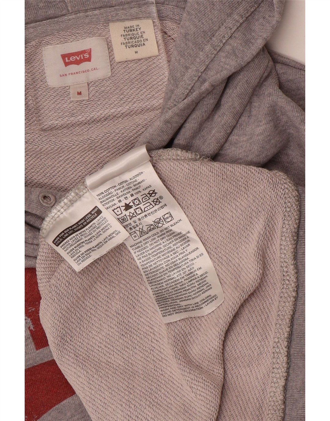Suéter com capuz gráfico masculino Levi's médio cinza algodão