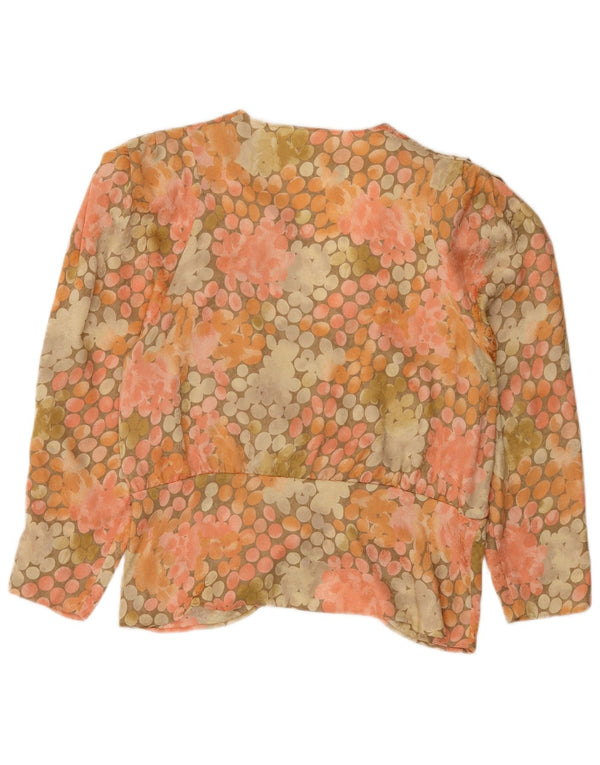 Blusa feminina vintage UK 16 grande multicolorida manchada